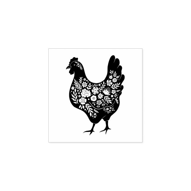 Floral Chicken Gummistempel (Prägung)