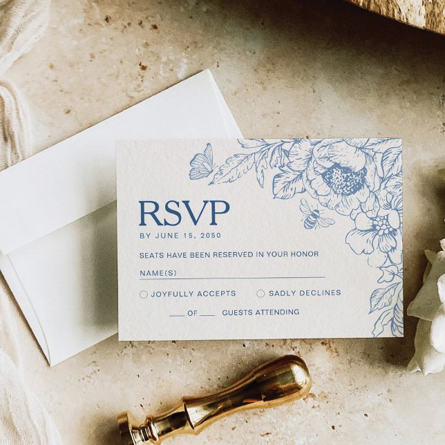Floral Chinoiseri Wedding RSVP Card Karte (Von Creator hochgeladen)