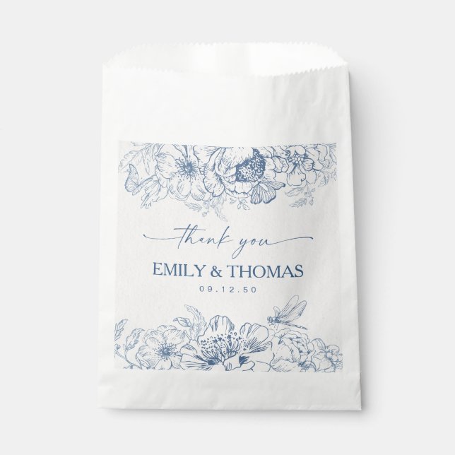 Floral Chinoiserie Mariage Favor Sacs (Devant)