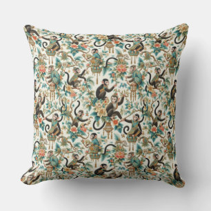 Floral Chinoiserie Monkey Kissen
