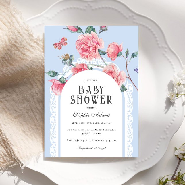Floral Chinoiserie Viktorianische Babydusche Einladung (Von Creator hochgeladen)