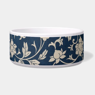 Floral Chinoiserie Vintage Blaue Keramik Schüssel