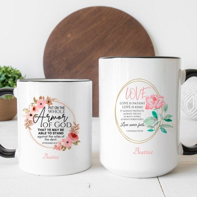 Floral Christlich Inspirational Bible Verse Kaffeetasse (Von Creator hochgeladen)