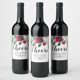 Floral Christmas Holiday Cheers wine label Weinetikett