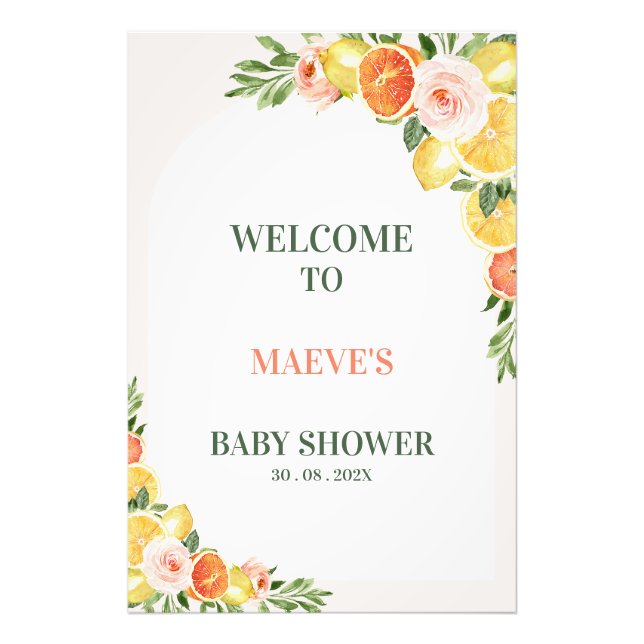 Floral Cirus Main Squeeze Baby Dusche Begrüßungsze Fotodruck (Vorne)