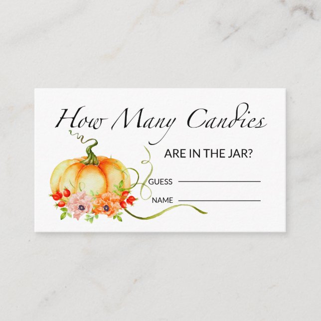 Floral citrouille devine combien de bonbons carte (Devant)