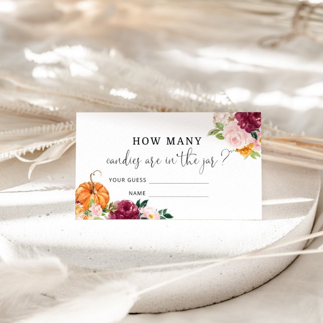 Floral citrouille devine combien de bonbons carte (Créateur téléchargé)