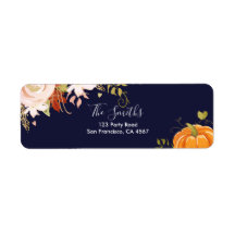 Floral Citrouille Étiquettes de adresse Automne Au