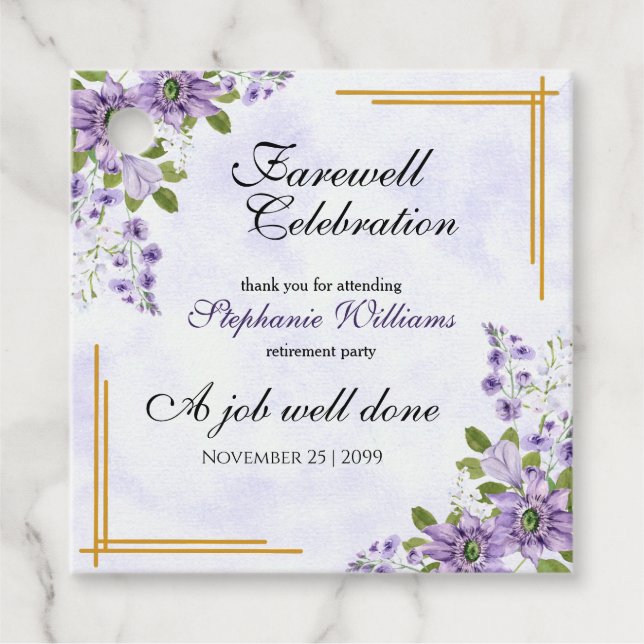 Floral Classic Elegantes Party Geschenkanhänger (Vorderseite)
