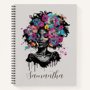 Floral Classy Afro Frau Notizbuch