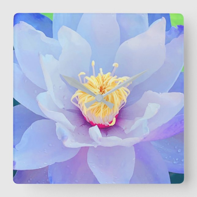 Floral Clock - Lavender Quadratische Wanduhr (Vorderseite)