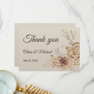 Floral Coffee Cream elegante Butterfly boho Hochze Dankeskarte