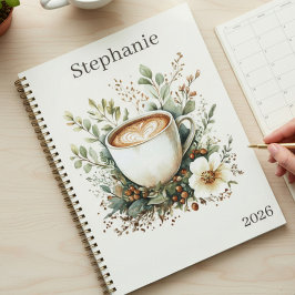Floral Coffee Themed Personalized Planer