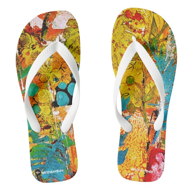 Floral Collage Flip Flops (Fußbett)