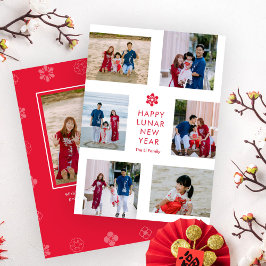 Floral Collage Lunar Neujahr Chinesisches Neujahr Feiertagskarte