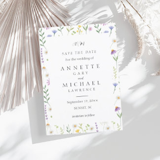 Floral coloré enregistrer la date Invitation