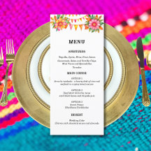 Floral coloré Fiesta Mariage mexicain Menu
