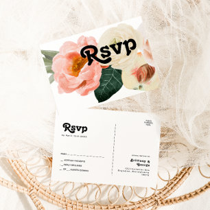 Floral coloré gras   Carte postale Mariage RSVP