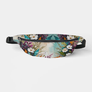 Floral coloré sur Beige Bleu Turquoise
