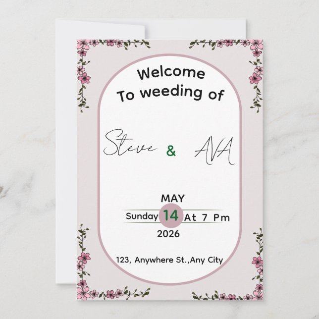Floral Colorful Elegant Wedding Invitation (Devant)