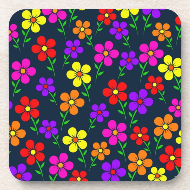 Floral Colorful Flowers Pattern Getränkeuntersetzer (Vorderseite)