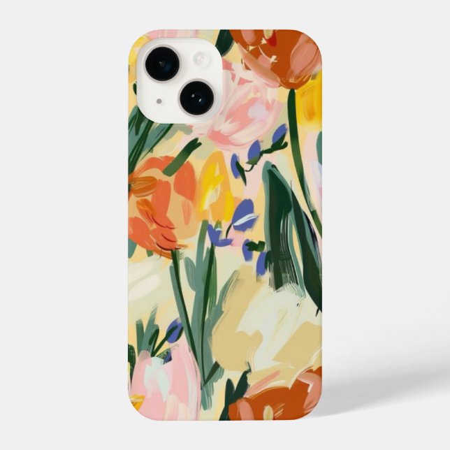 floral colorful glossy phone case iPhone 14 hülle (Rückseite)