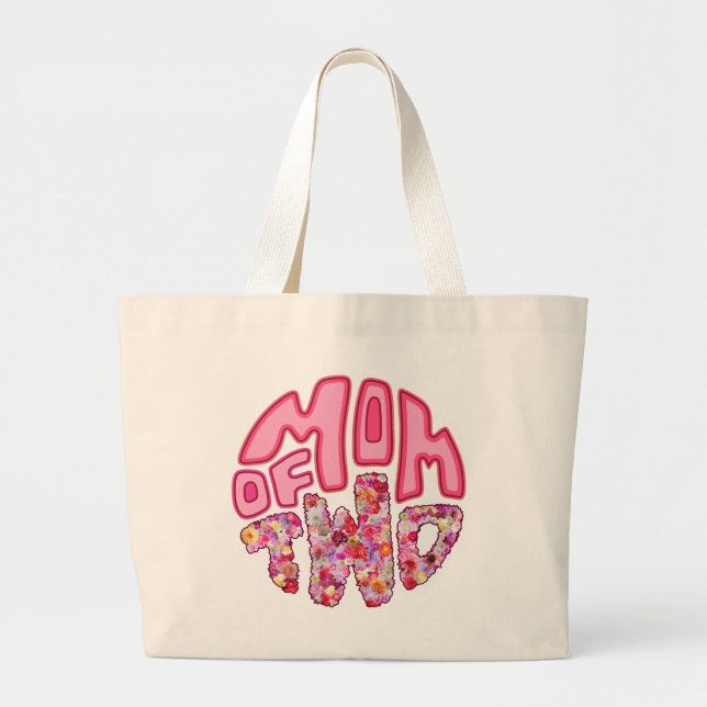 Floral Colorful Mom Of Two Kids Jumbo Stoffbeutel (Vorne)