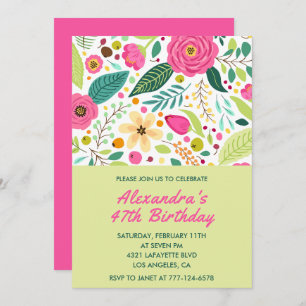 Floral Colorful Simple 47e anniversaire invitation
