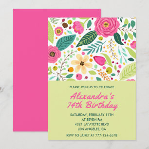 Floral Colorful Simple 74e anniversaire invitation