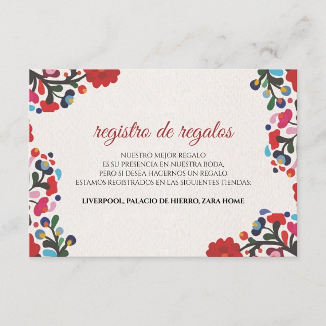 Floral Colorful Spanish Wedding Begleitkarte (Vorderseite)