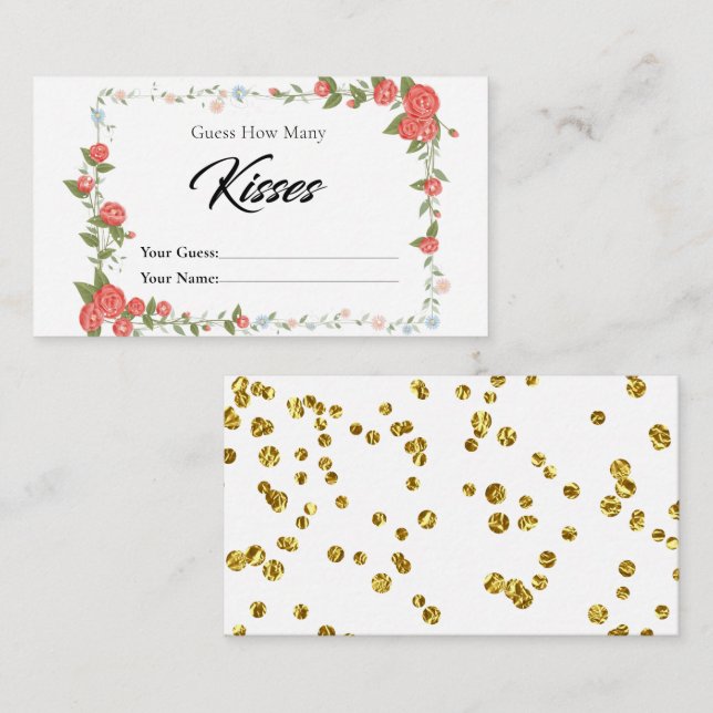 Floral Combien de baisers Carte de boîtier nuptial (Devant / Derrière)