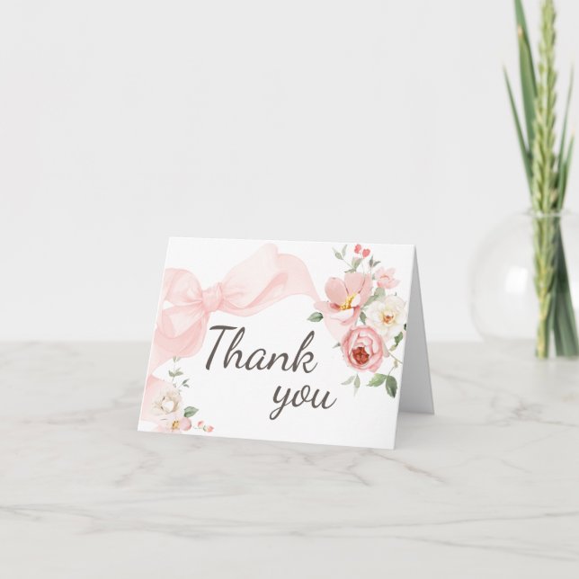 Floral Coquette Baby in Bloom Baby Dusche Dankeskarte (Vorderseite)