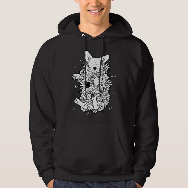 Floral Corgi Hoodie (Vorderseite)