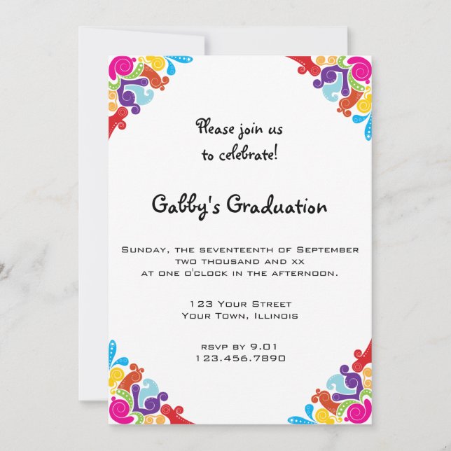 Floral Corners Graduation Party Invitation (Devant)