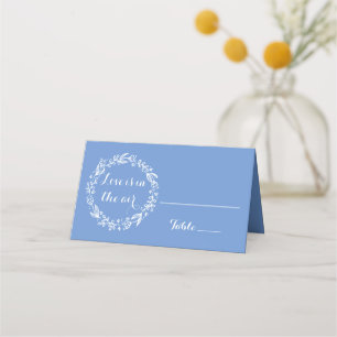 Floral Cornflower Blue Wedding Blume Escort Card Platzkarte