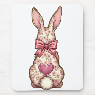 Floral Cottontail Bunny Coquette Bow Rabbit Oster Mousepad