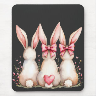 Floral Cottontail Bunny Coquette Bow Rabbit Oster Mousepad