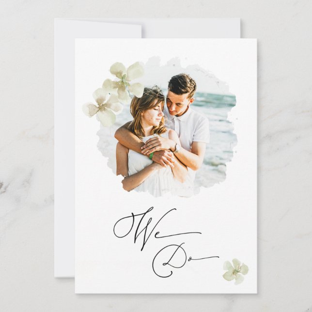*~* Floral Couple FOTO UAWG + QR AR6 Wedding Inv Einladung (Vorderseite)