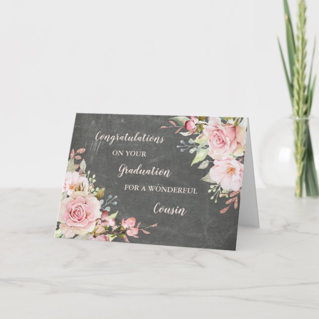 Floral Cousin Herzlichen Glückwunsch Abschluss Karte (Vorderseite)