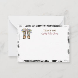 Floral Cowboy Boots Brautparty Vielen Dank Mitteilungskarte