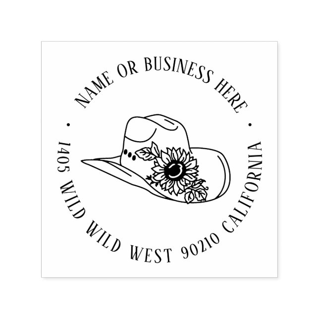 Floral Cowboy Hat Individuelle Name Rücksendeadres Permastempel (Design)
