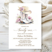 Floral Cowgirl Boots and Hat 21st Birthday Party