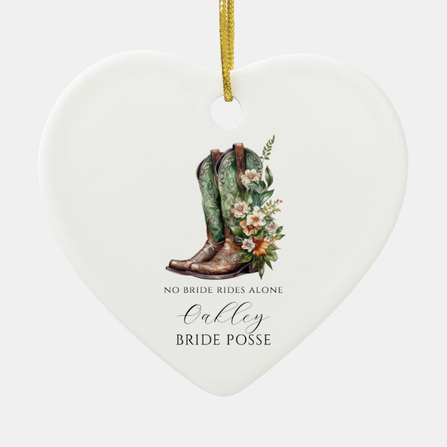 Floral Cowgirl Boots Bridesmaid Keramik Ornament (Vorne)