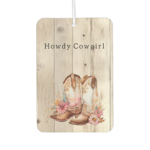 Floral Cowgirl Stiefel Elfenbeinkühe Imitate Holz Autolufterfrischer
