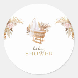 Floral Cradle Baby Dusche Runder Aufkleber