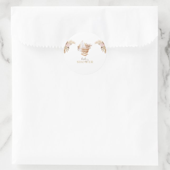 Floral Cradle Baby Dusche Runder Aufkleber (Tasche)