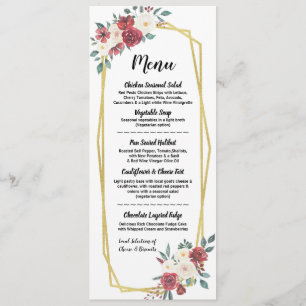 Floral crème rouge de réception de mariage de menu