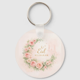 Floral Crescent Eid Mubarak Keychain– Soft Pink & Schlüsselanhänger