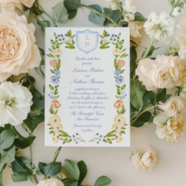 Floral Crest Frame Wedding Invitation Einladung
