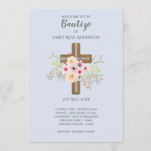 Floral Cross BAUTIZO Bautismo Baptism Programme